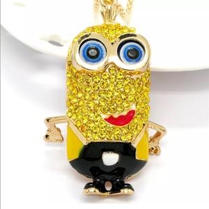 Crystal Black Minion Necklace (Moveable Parts)